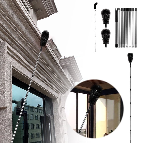 Gutter Cleaning Brush Roofing Tool with 8Pcs Telescopic Extendable Pole for Effortless Leaf Removal Window Gutter and Hanging Light