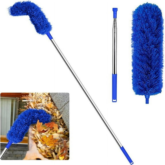 Gutter Cleaning Brush Roofing Tool with Telescopic Extendable Pole 8.2Ft Guard Cleaner Easy Remove Leave, blue