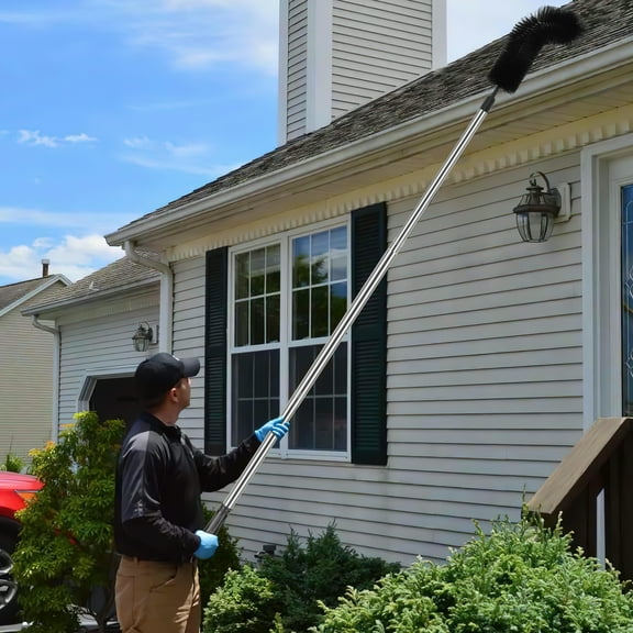 Gutter Cleaning Tool Practical Gutter Cleaning Brush with 10.5Ft Removable Pole Efficient Cleaning Gutter Guard Cleaner Tool Hangable Gutter Cleaner Tool for Cleaning Leaves Debris Window