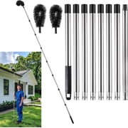 10.5 FT Gutter Cleaning Tool, Adjustable Telescopic Cleaner with Brush for Removing Leaves and Debris