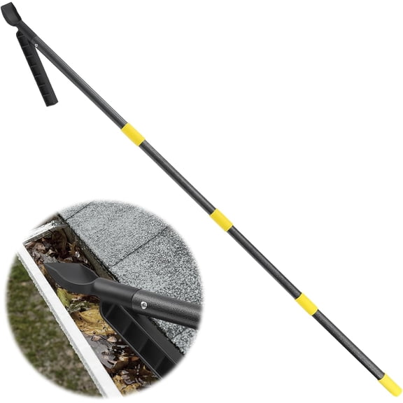 Gutter Cleaning Tools 7.7 FT, Rain Gutter Guards Cleaning Tool with Long Pole, Roof Gutter Scoop Leaf Cleaning Tool, Gutter Shovel Cleaner Tool