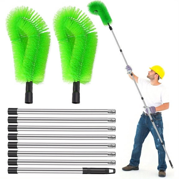 Gutter Cleaning Tools from The Ground, 10.5/8.2 ft Gutter Cleaning Brush with Telescopic Pole, Long Reach Gutter Guard Roofing Tool for Removing Leaves and Debris