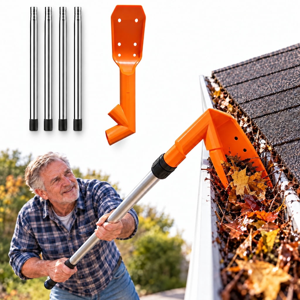 Gutter Cleaning Tools from The Ground Adjustable Gutter Scoop Cleaning ...