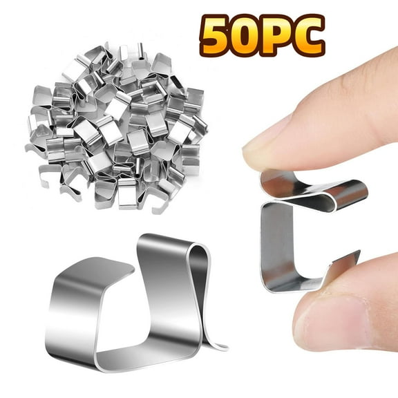Gutter Clips for Hanging Outdoor Lights: 50 Pcs Metal Christmas Light Clips for outside String Lights - Weatherproof Gutter Clips for Xmas Halloween Seasonal Rope Mini Decoration Lights