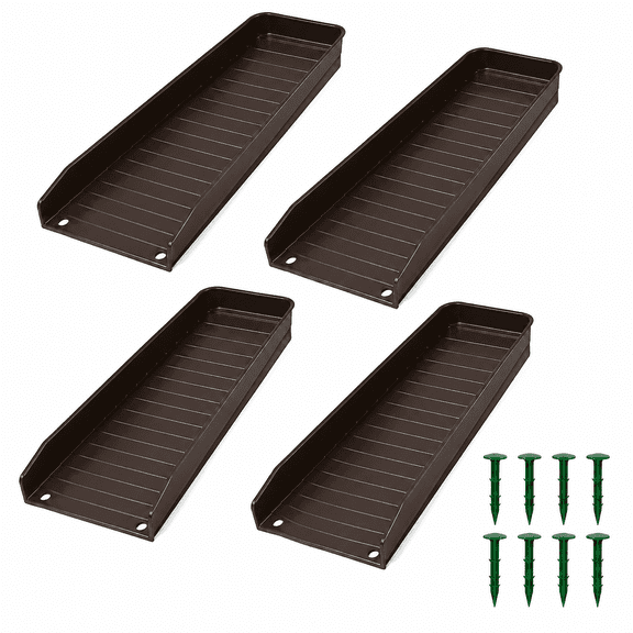 Gutter Downspout Splash Block, 4 PCS Rain Gutter Guard Downspout Extensions, 16" Drain Gutter Guard Diverter Fixable Rainwater Drainage to Protect House Foundations, Foundation Water Diverter, Brown