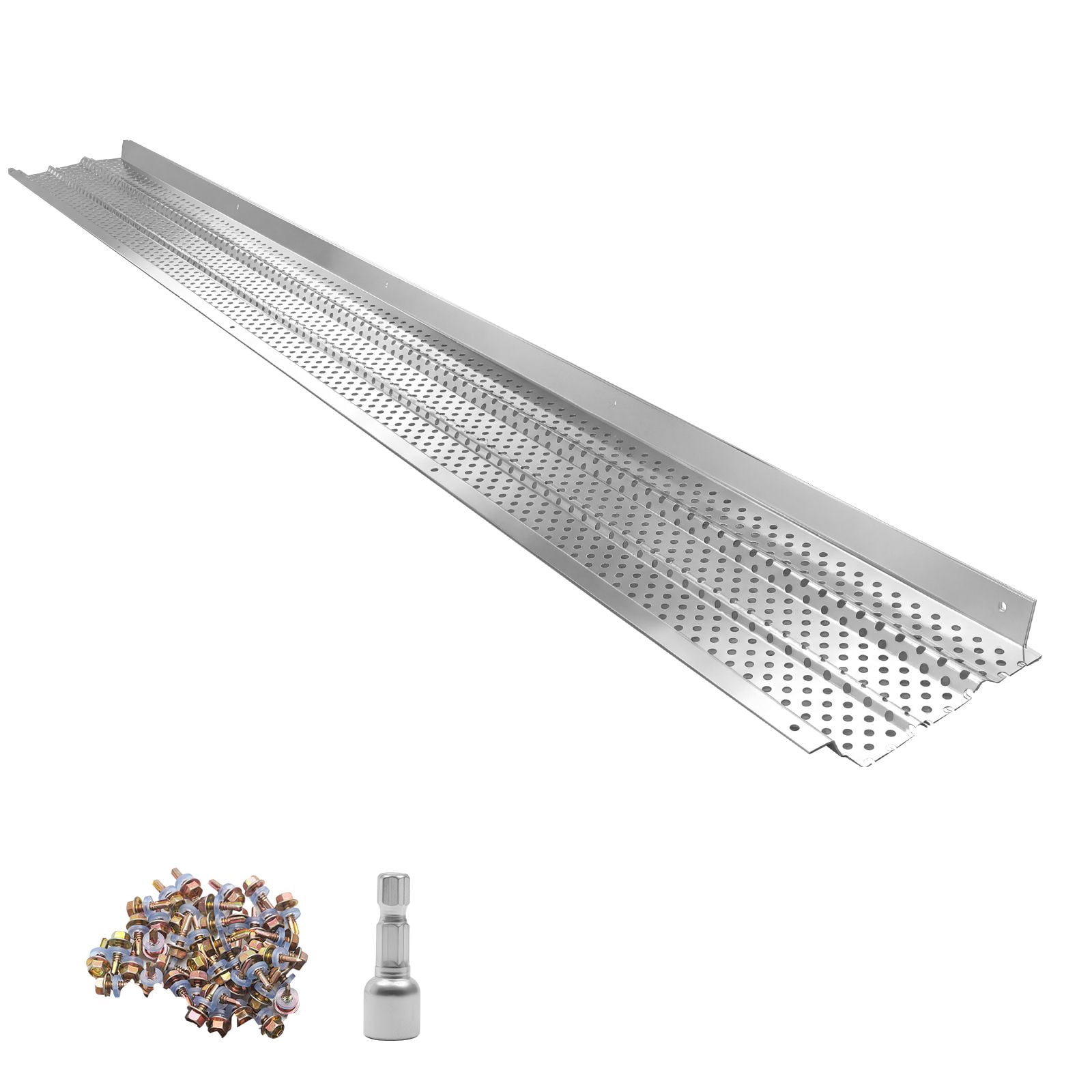 Gutter Guard, 5 Inch Aluminum Gutter Cover, 32ft Length, 0.02" Thickness, 4mm Micro Holes, Heavy-Duty, DIY Easy Install, for Leaf & Debris Protection, 8 PCS