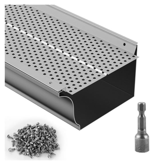 Gutter Guard 6 Inch, 26 Pcs 104ft Aluminum Leaf Filter, DIY Gutter Cover - 0.157'' Hole, 0.02'' Thick, Fits All Roof & Gutter Types