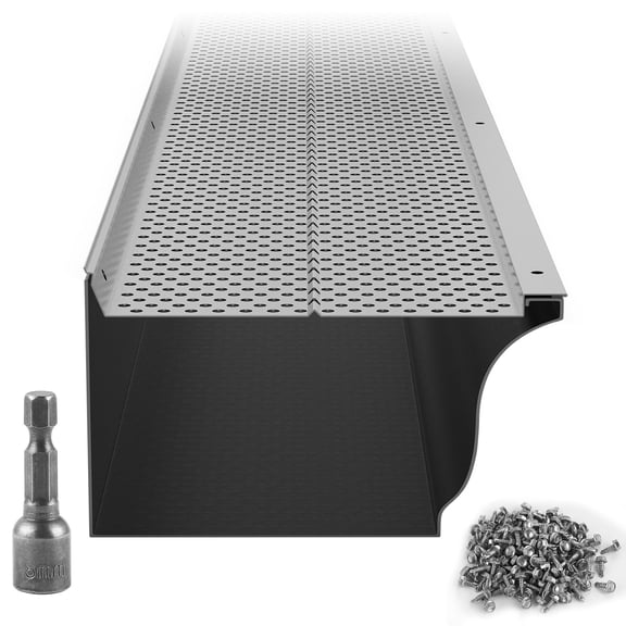 Gutter Guard 6 in Wide Aluminum Leaf Filter, 26 Pack 104 ft DIY Gutter Cover with 0.157 in Holes, 0.02 in Thick Mesh Screen for Rain Gutters, Roof Edges, Leaves, Pine Needles and Debris