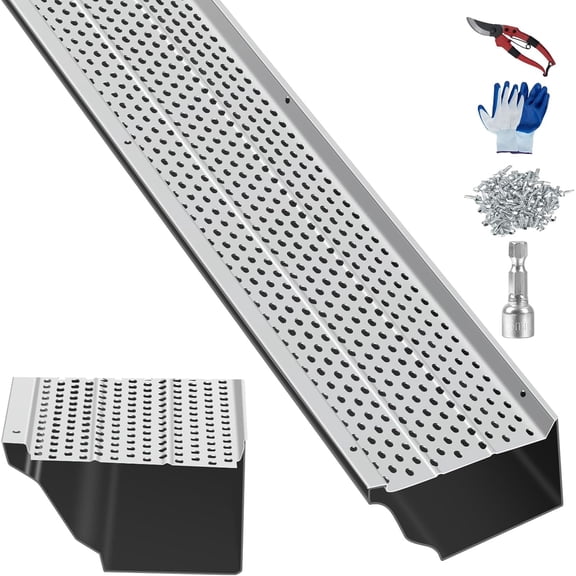 Gutter Guard System - 5 in Wide, 26 PCS, 104 ft Total Length - Durable Mill Finish Aluminum Leaf Filter, Easy DIY Gutter Protection for All Roof Types - Easy Installation, Gutter Cover Solution
