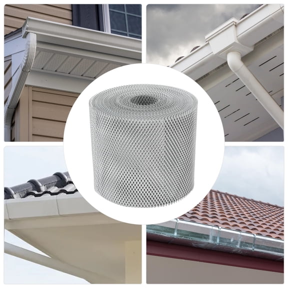 Gutter Guards, 6 Inch x 100 Ft Aluminum Gutter Guard Mesh Roll, Leaf Protection Screen for Downspout Roof, Heavy Duty Gutter Cover with Gloves for Easy Installation