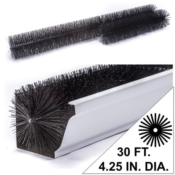 GutterBrush 5-Inch Gutter Guard Gutter Clog Protection, 30 Ft., Made in USA