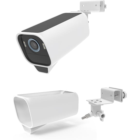 Gutter Mount Bracket +Silicone Cover Skin for eufycam S3 Pro Camera (White)