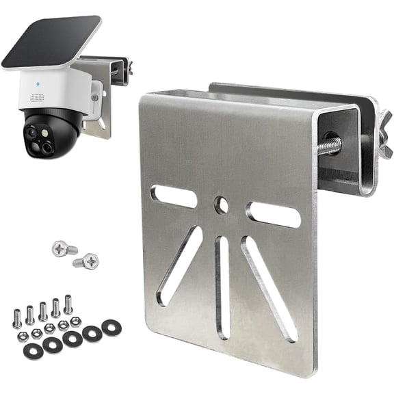 Gutter Mount Stainless Steel Bracket for Eufy Security SoloCam S340, Solar Security Camera Holder Anti-Rust Screws, No Drill Installation Compatible with IP PTZ Dome Cameras Outdoor