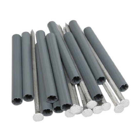 Gutter Spike & 4" Plastic Ferrule, White Steel, 7", 10 PK., Amerimax, 19044