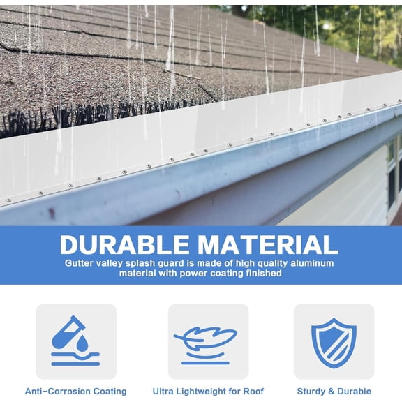 Gutter Valley Splash Guards Straight Roof Rain Diverter Roofing Gutter Guards Gutters for House Residential Flat Shingle Roofs Corner (White,4 Pack)$$Tools & Hardware Other