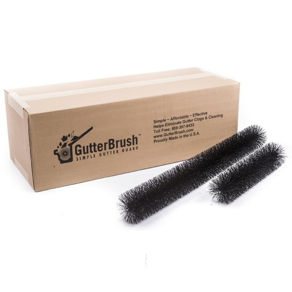 GutterBrush 6" Simple Roof Rain Leaf Gutter Guard with Bristles, 60 Ft. Pack