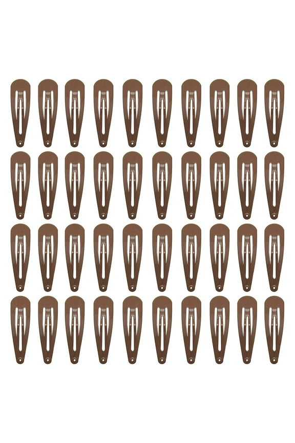 Snap Hair Clips, Brown, 40 ct