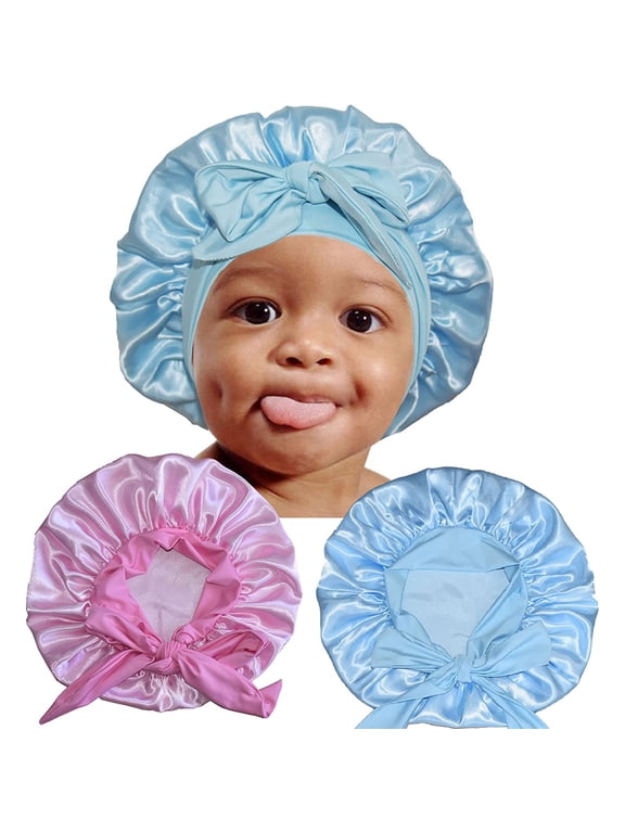 Unisex Baby Bonnet, Silky Satin, Adjustable Size, Soft Wide Band, Pink