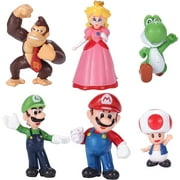 Guvpev Mario Toys, 6Pack Mario Bros Action Figures, Mario Model Figurines Cake Toppers, Mario Party Supplies Birthday Decoration, Mario Collectibles Gifts for Children Boys and Girls