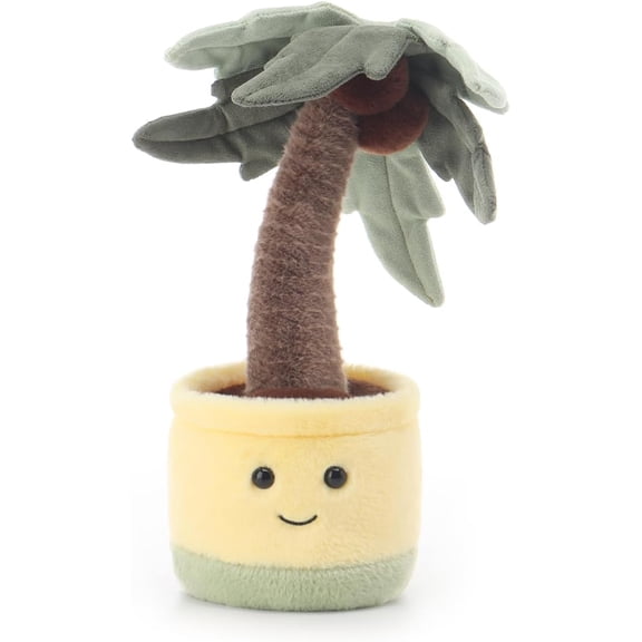Guvpev 10" Potted Coconut Tree Plant Stuffed Animals, Soft Cute Plush Toys, Home Decor & Display