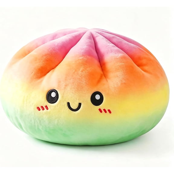 Guvpev 12 Inch Giant Dumpling Plush Pillow, Cute Steamed Bun Food Plushie with Smile Face, Squishy Squeeze Stress Relief Toy for Adults Office & Couch Decor