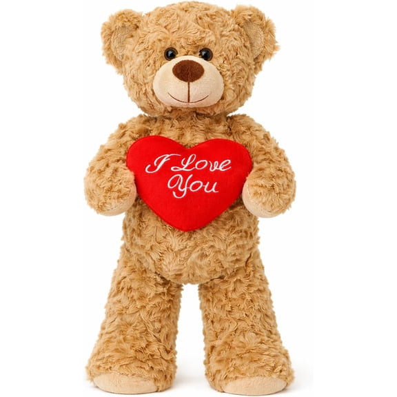 Guvpev 12" Teddy Bear Plush with Red Heart, Soft and Cuddly Romantic White Teddy Bear Stuffed Animal Gift for Valentine's Day, Anniversary, Graduation, Mom, Wife, Girlfriend