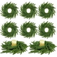 thumbnail image 1 of Guvpev 13.5 Inch Norfolk Pine Wreath Candle Rings, 6 Pcs Realistic Soft and Full Mini Christmas Wreath Table Centerpieces Candle Wreaths for Pillar Candles Cedar Small Wreaths for Cabinets, 1 of 12