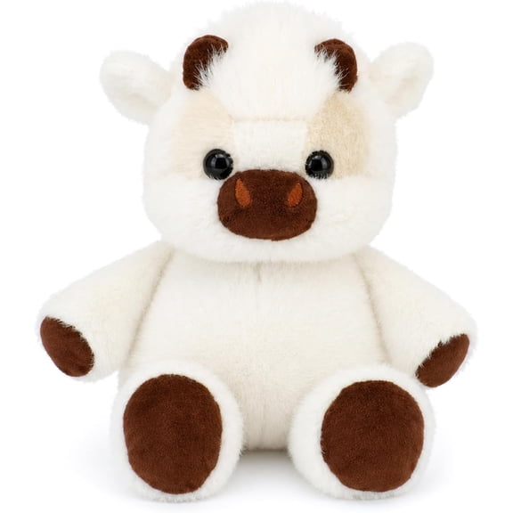 Guvpev 15.7” Running Cow Plush Stuffed Animal – Cuddly Huggable White Running Highland Cow Plush Pillows, Perfect Birthday & Christmas Party Favor