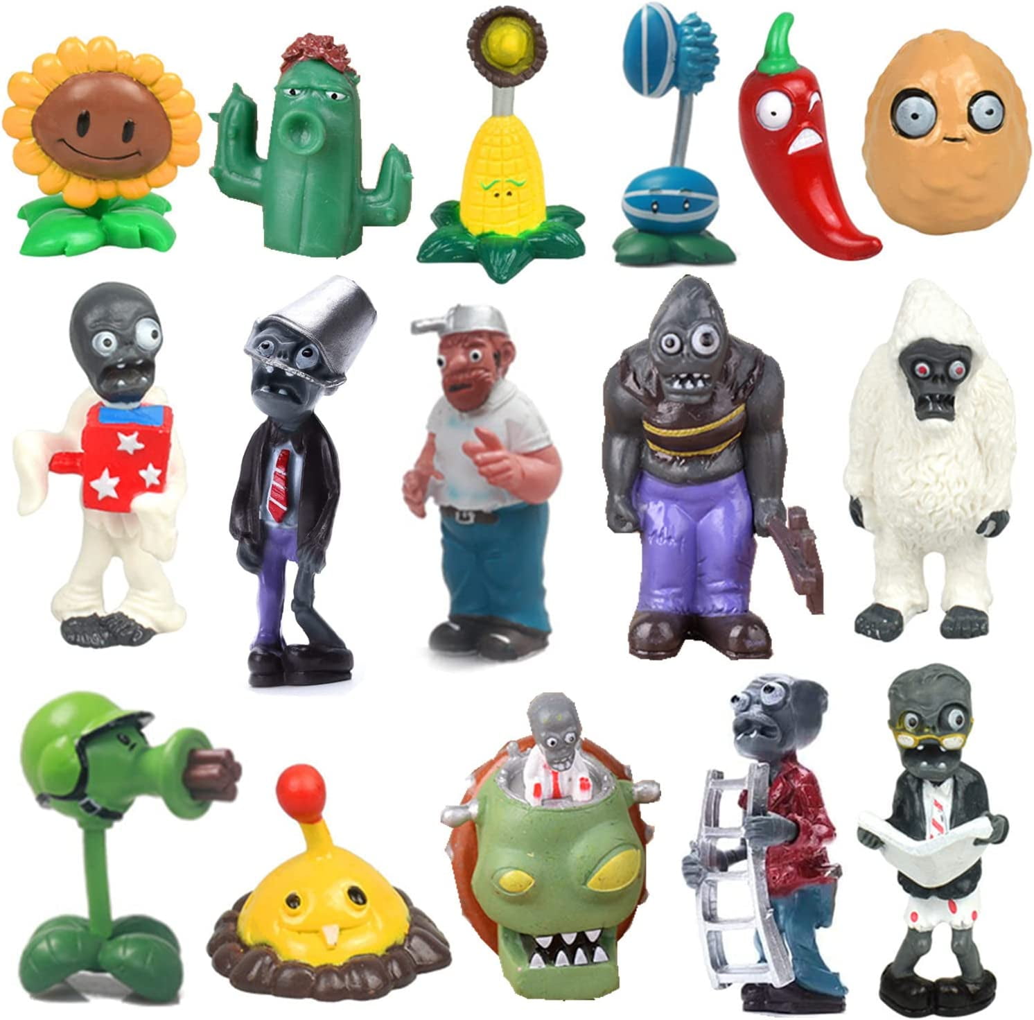Guvpev 16 PCS Plants PVZ Toys Set Figurines Zombies Series PVZ Plush ...
