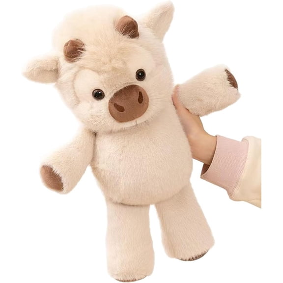 Guvpev 17.7" Soft Plush Running Cow, Interactive Stuffed Animal with Shaking Moving Legs, Cuddly Stress Relief Farm Animal Doll, Unique Creative Desk Companion & Birthday Gift for Kids & Adults