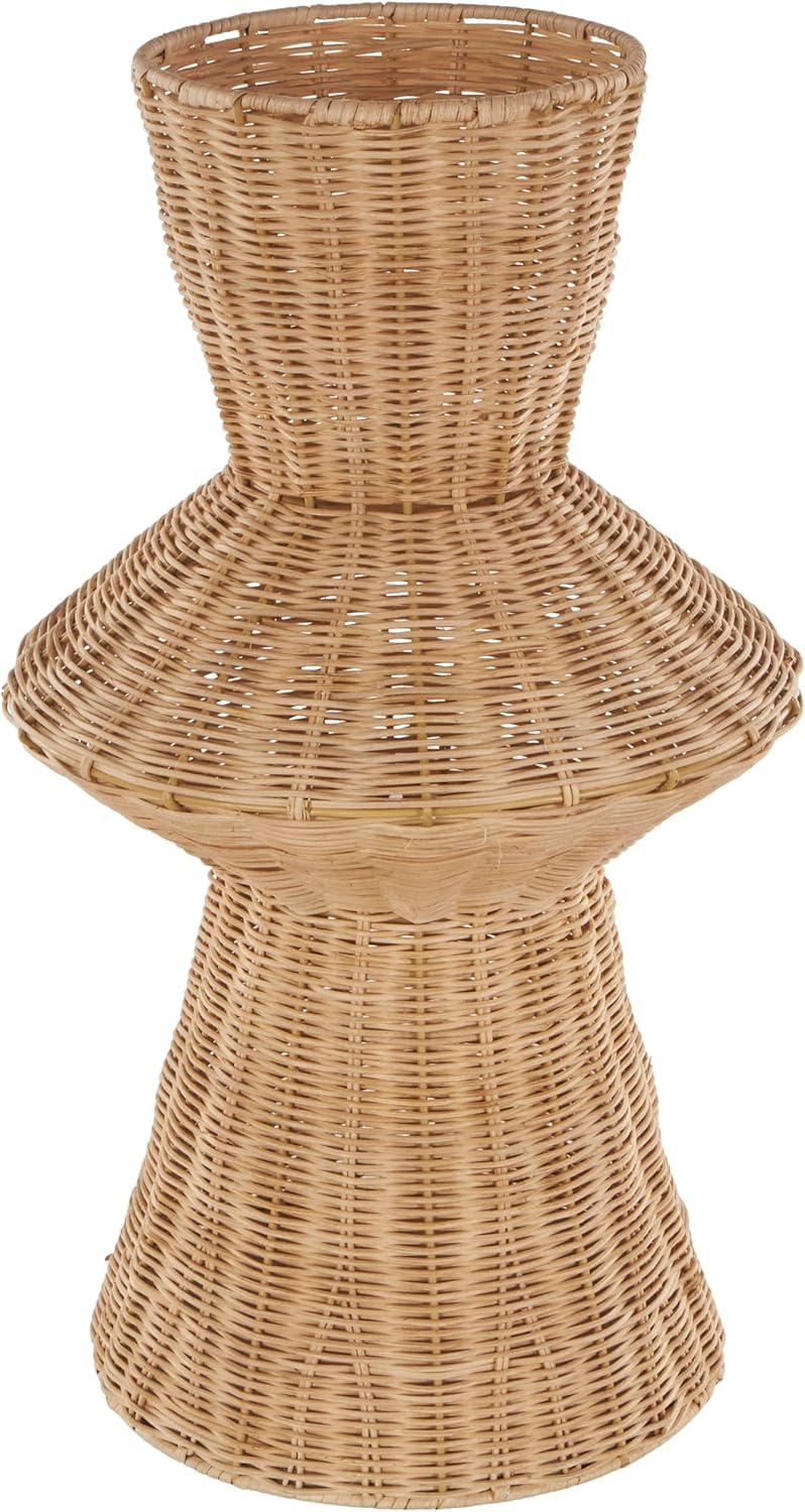 Guvpev 18" Large Handmade Rattan Decorative Vase, Woven Tapered Fluted ...
