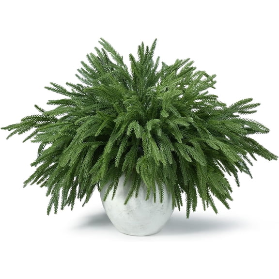 Guvpev 18 Pcs Real Touch Norfolk Pine Branches,Artificial Christmas Green Faux Cedar Norfolk Pine Stems Fake Greenery Pine Picks for Vase DIY Garland Wreath Xmas Indoor Outdoor Home Decoration