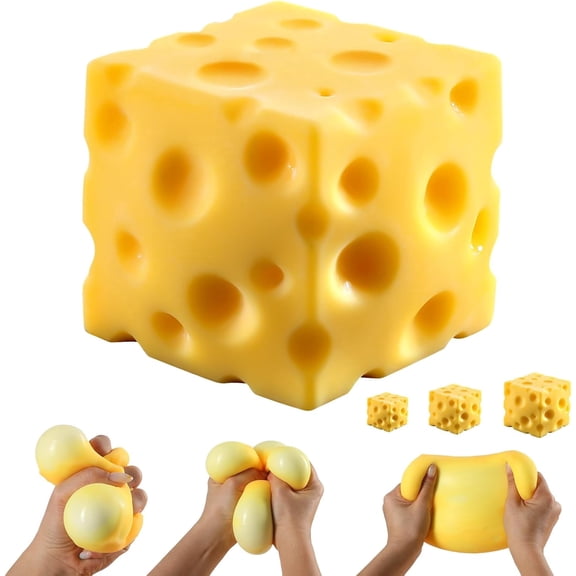 Guvpev 2.8" Squeezy Cheese Block Squishy Toys, Ultra-Soft Fun Slow Rising Block of Cheese for Stress Relief, Stretchy Sensory / Fidget, Focus & Relaxation, Novelty Gift & Birthday Party Favors