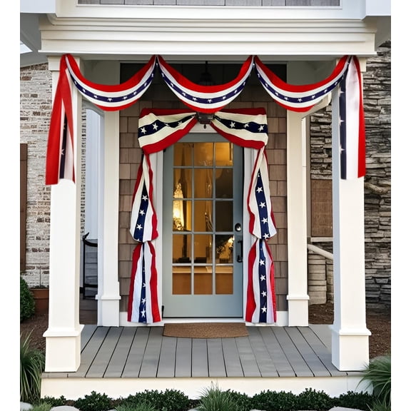 Guvpev 2 Pack Extra Long American Flag Door Banner 236"L x 19.7" H , 250th Independence Day Patriotic Decoration, Red, White & Blue, Stars and Stripes Porch Sign for 4th of July and Memorial Day