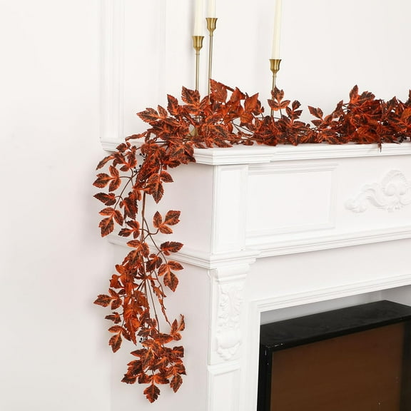 Guvpev 2 Pack Fall Garland Decor Plum Cimicifuga Seeded Garland 6FT Artificial Plum Brown Cimicifuga Ramosa Leaves Autumn Leaf Vine for Fall Halloween Mantel Thanksgiving Garden Farmhouse Decorations