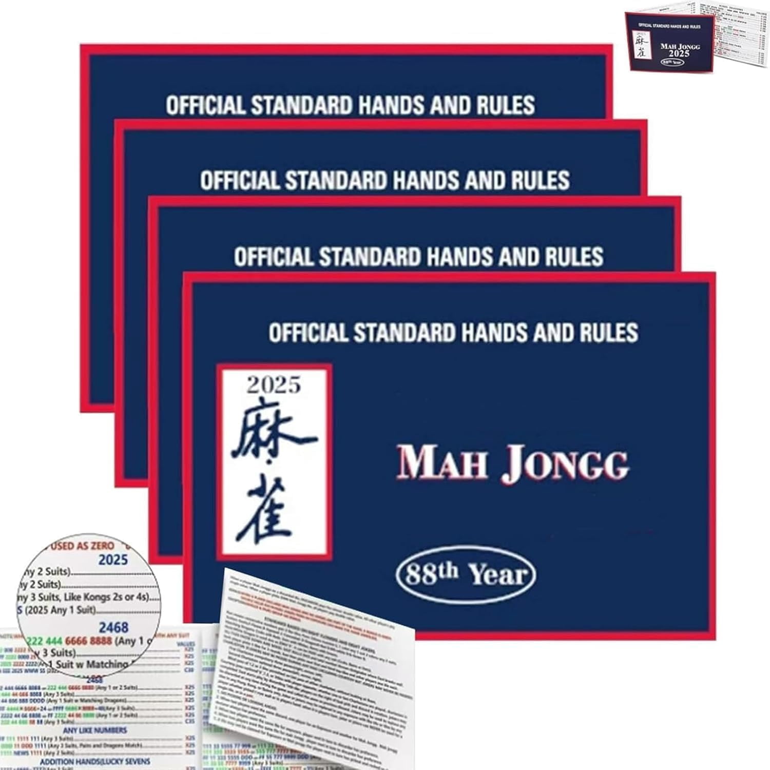 Guvpev 2025 Mahjong Carrds Official Standard Hands and Rules Large ...
