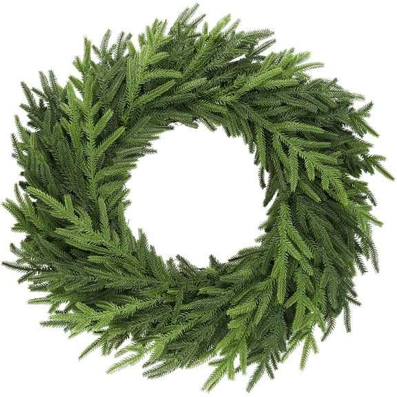 Guvpev 22" Artificial Norfolk Pine Wreath - Real Touch Pine Needles Christmas Wreaths for Front Door - Realistic Winter Pine Wreath - Green Faux Greenery Xmas Wreaths for Indoor Outdoor Home Decor