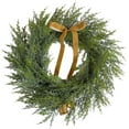 thumbnail image 1 of Guvpev 22" Christmas Cedar Wreath Front Door, Realistic Faux Cedar Christmas Wreath with Vintage Rustic Cow Bell and Brown Velvet Ribbon for Indoor Outdoor Xmas Decor, Holiday Collection Cedar Wreath, 1 of 9