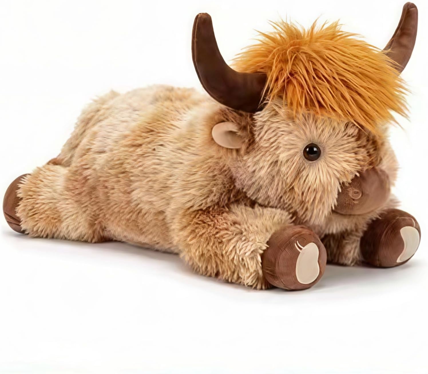 Guvpev 22" Weighted Highland Cow Stuffed Animal, Soft Shaggy Cow Plush Toy for Anxiety Relief and Sensory Comfort, Cuddly Farmhouse Cow Plush Pillow, Unique Birthday Gift