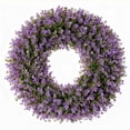 thumbnail image 1 of Guvpev 24 Inch Foldable Fake Plants Eucalyptus Leaf Wreath - Artificial Greenery for Front Door, Spring/Summer Decor, Easy Storage Hanging Wreath（Purple）, 1 of 9