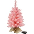 thumbnail image 1 of Guvpev 24" Small Christmas Tree with Lights, Holiday Artificial Flocked Pink Mini Christmas Tree Decoration with 50 Warm White LED Lights and Cloth Bag, Home Holiday Table Centerpieces Indoor Use, 1 of 14