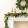 thumbnail image 1 of Guvpev 2Pcs Artificial Cedar Christmas Garland, 6FT Real Touch Green Faux Cypress Garland with Red Berries, Realistic Winter Greenery Garland for Home, Mantel, Indoor Outdoor Christmas Decorations, 1 of 14
