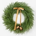 thumbnail image 1 of Guvpev 2Pcs Artificial Cypress Christmas Wreaths - 24" Real Touch Winter Cedar Wreath for Front Door, Christmas Pine Wreaths with Bow & Bell for Wall, Windows, Indoor Outdoor Christmas Decorations, 1 of 7