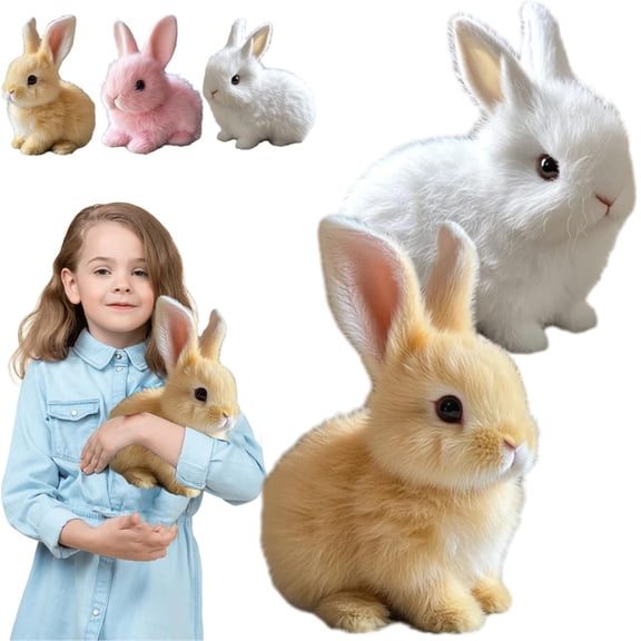 Guvpev 2Pcs Bunby - My Realistic Bunny Toys, Realistic Bunny Stuffed Animals Can Walk, Talk, Twitching & Shaking Ear, Easter Plush Rabbit Interactive Toys, Easter Basket Stuffers Gifts for Boys Girls