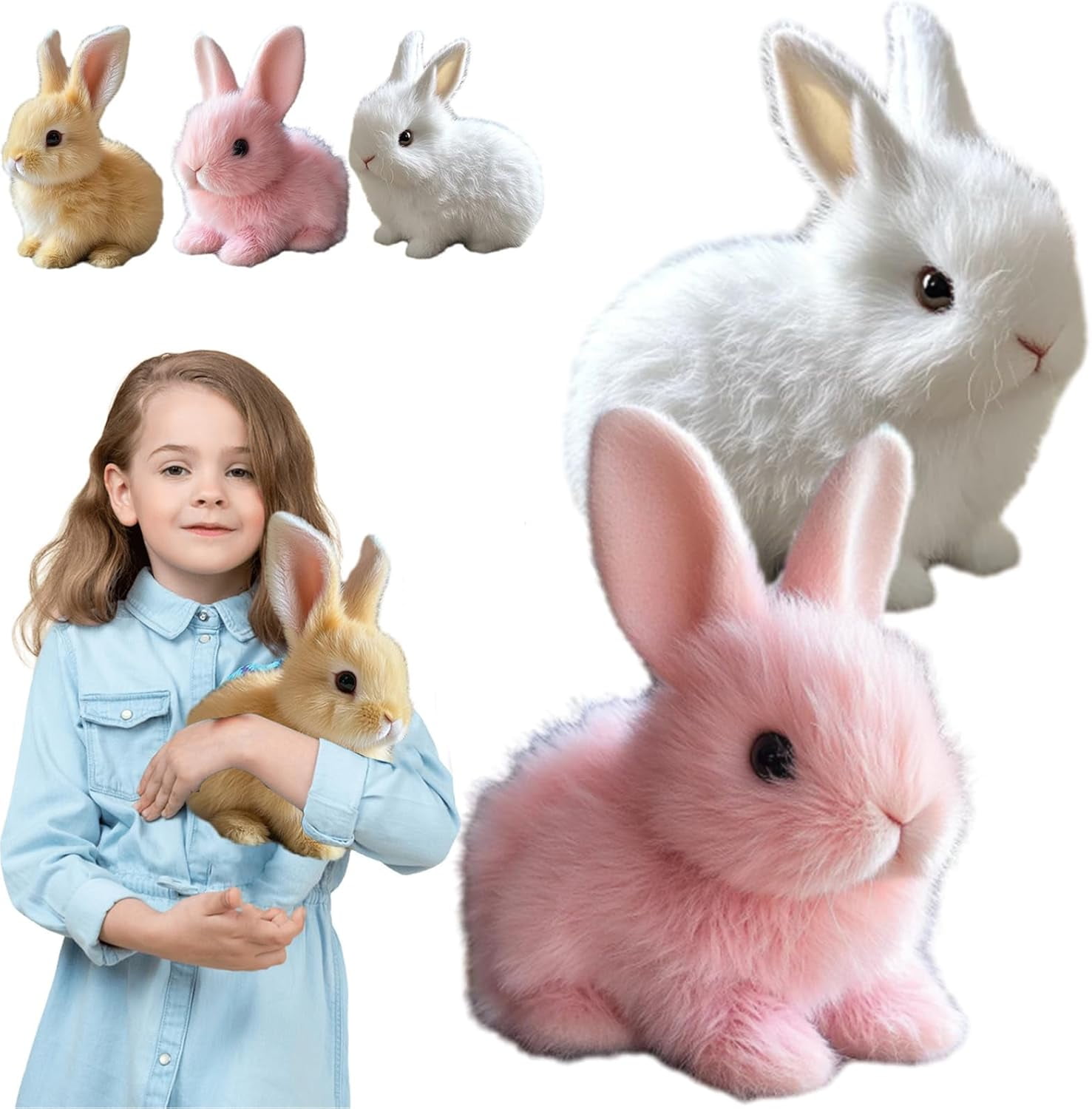 Bunby Realistic Moving Bunny Toy - Interactive Jumping Rabbit With Sound  Response Easter Realistic Rabbit Toy