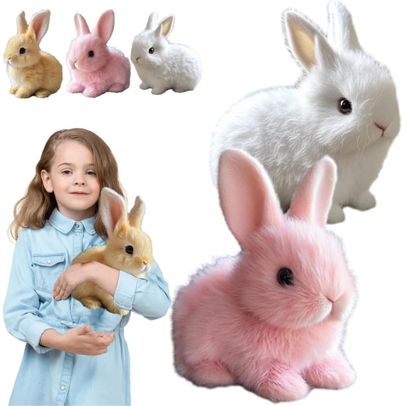 Guvpev 2Pcs Bunby - My Realistic Bunny Toys, Realistic Bunny Stuffed Animals Can Walk, Talk, Twitching & Shaking Ear, Easter Plush Rabbit Interactive Toys, Easter Basket Stuffers Gifts for Boys Girls