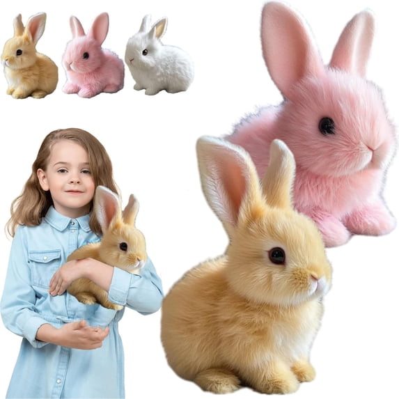 Guvpev 2Pcs Bunby - My Realistic Bunny Toys, Realistic Bunny Stuffed Animals Can Walk, Talk, Twitching & Shaking Ear, Easter Plush Rabbit Interactive Toys, Easter Basket Stuffers Gifts for Boys Girls