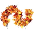 thumbnail image 1 of Guvpev 2Pcs Fall Garland with Lights 6FT Autumn Fall Maples Leaves Garland with Pumpkins Berries Pine Cones Indoor Outdoor Thanksgiving Halloween Fall Decor for Home Mantel TV Stand Porch Table Doors, 1 of 17
