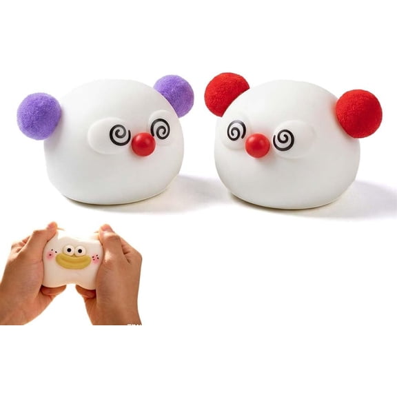 Guvpev 2Pcs Funny Smushers Face Squishy - Slow Rising Squeeze Fidget Toys for Stress Relief, Soft Moldable Sensory Stress Ball for Anxiety Relief, Home & Office, Cute Squeeze Toys, Party Favor Gift