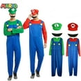 thumbnail image 1 of Guvpev 2Pcs Super Bros Halloween Costumes, Men's Deluxe Video Game Characters Costume Outfits with Hat & Mustache Accessories, Halloween Role Play Suit, Fancy Dress Costume for Cosplay Party, 1 of 13
